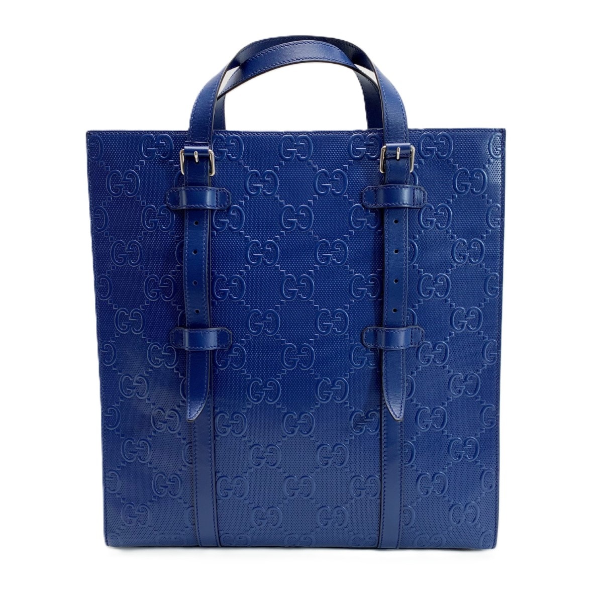 GUCCI グッチ GGエンボス 2WAYトートバッグ 700421 ブルー レザー