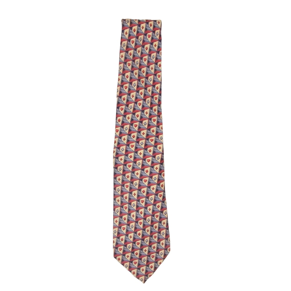 GUCCI グッチ ネクタイ トランプ柄 シルク ネクタイ レッド系【中古】