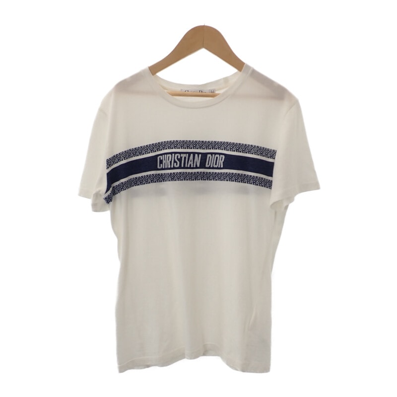 ディオール Dior ロゴ S 143T04A4043_X0200 半袖Tシャツ コットン ホワイト メンズ レディース【中古】【ABランク】