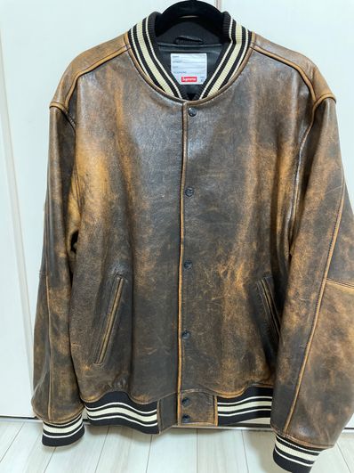 Supreme Leather Varsity Jacket "Black"