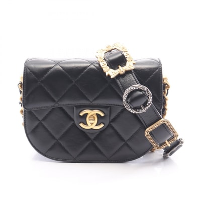 シャネル CHANEL マトラッセ ショルダーバッグ バッグ レザー レディース ブラック系 【中古】