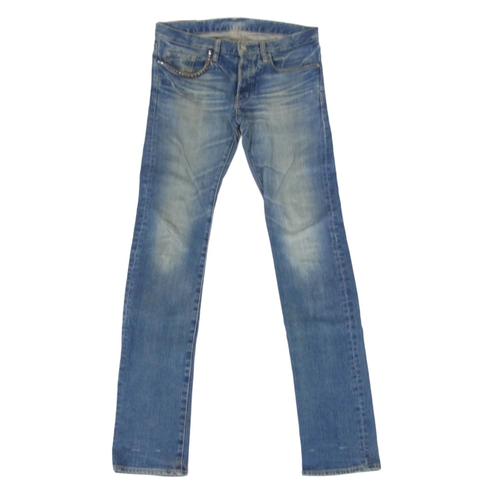 HYSTERIC GLAMOUR ヒステリックグラマー 0222AP13 スタッズ ダメージ加工 ストレート スリム ストレッチ デニムパンツ インディゴブルー系 28【中古】