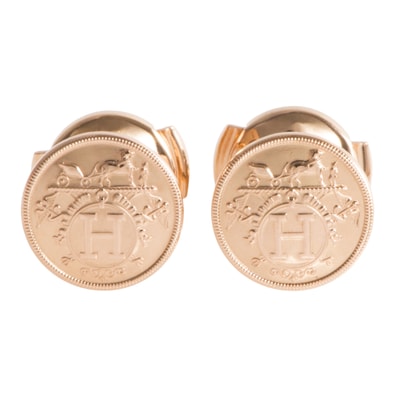 HERMES エルメス エクスリブリス TPM ピアス 120544B 00 K18PG ピンク ゴールド【中古】
