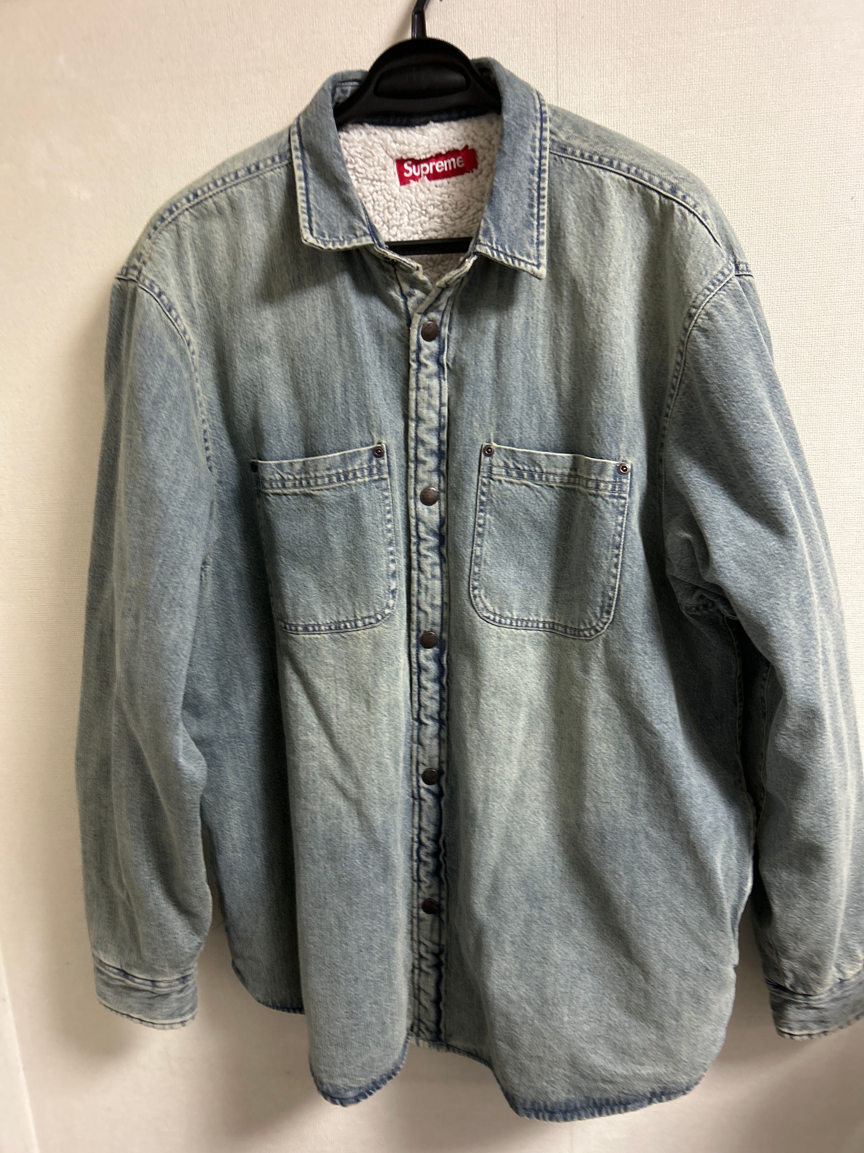 Supreme Faux Shearling Lined Work Shirt "Washed Indigo Denim" (24FW)