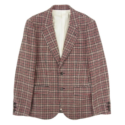WACKO MARIA ワコマリア テーラードジャケット 千鳥格子柄 ウール 2B テーラードジャケット レッド系 S【中古】