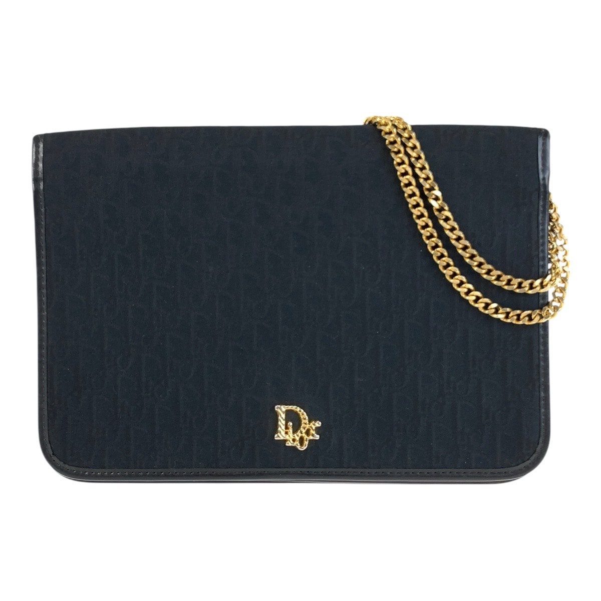 美品 Christian Dior クリスチャンディオール トロッター ブラック 黒 ゴールド金具 キャンバス チェーンショルダーバッグ ポシェット 603774 【中古】