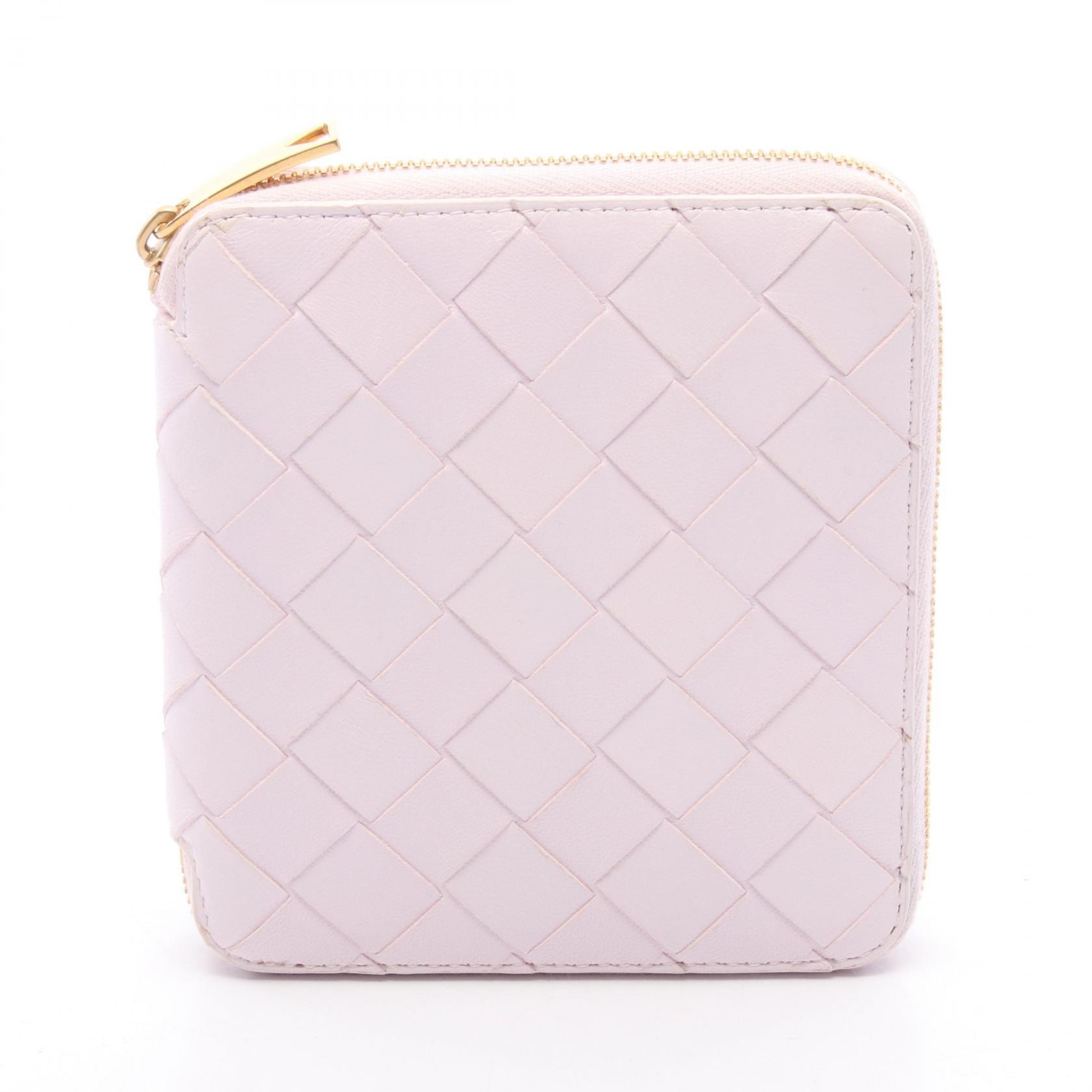 ボッテガヴェネタ BOTTEGA VENETA イントレチャート ラウンド財布 財布 レザー レディース ピンク系 749426 【中古】