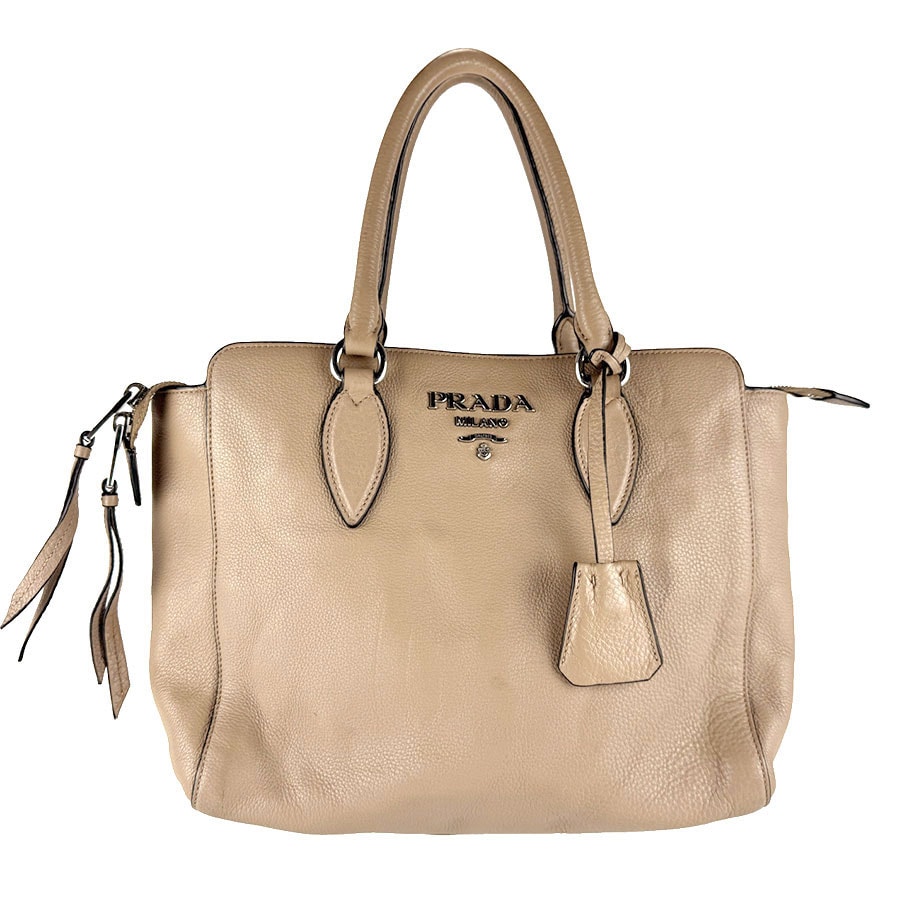 プラダ PRADA ハンドバッグ ショルダーバッグ レザー ベージュ レディース【中古】 z8634