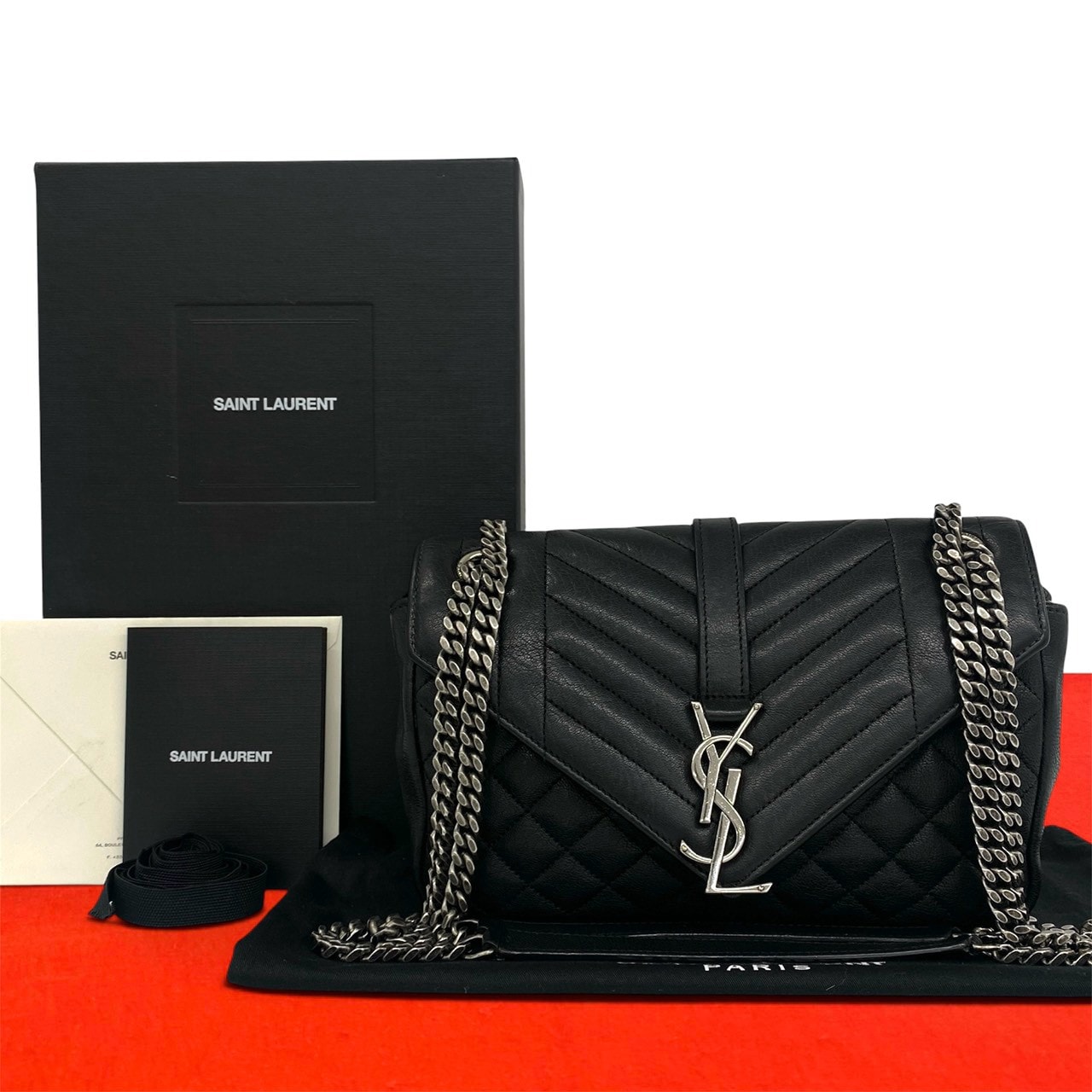 SAINT LAURENT PARIS サンローランパリ YSL ロゴ レザー ショルダーバッグ ブラック
 46320