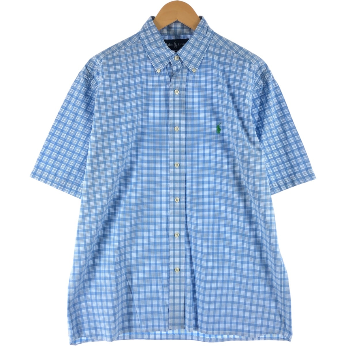 古着 ラルフローレン Ralph Lauren CLASSIC FIT クラシックフィット チェック柄 半袖 ボタンダウンシャツ メンズM相当/eaa564010