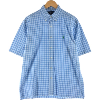 古着 ラルフローレン Ralph Lauren CLASSIC FIT クラシックフィット チェック柄 半袖 ボタンダウンシャツ メンズM相当/eaa564010