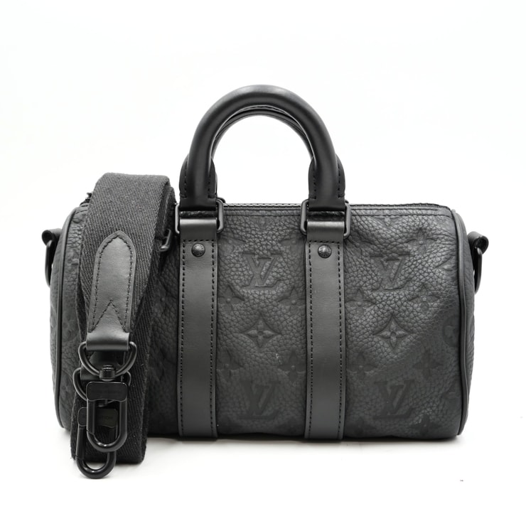 LOUIS VUITTON(ルイ・ヴィトン)キーポル・バンドリエール 25 モノグラム トリヨンレザー 2WAY ボストンバッグ ショルダーバッグ ブラック メンズ【中古】