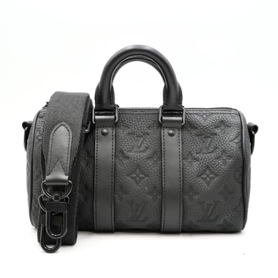 LOUIS VUITTON(ルイ・ヴィトン)キーポル・バンドリエール 25 モノグラム トリヨンレザー 2WAY ボストンバッグ ショルダーバッグ ブラック メンズ【中古】