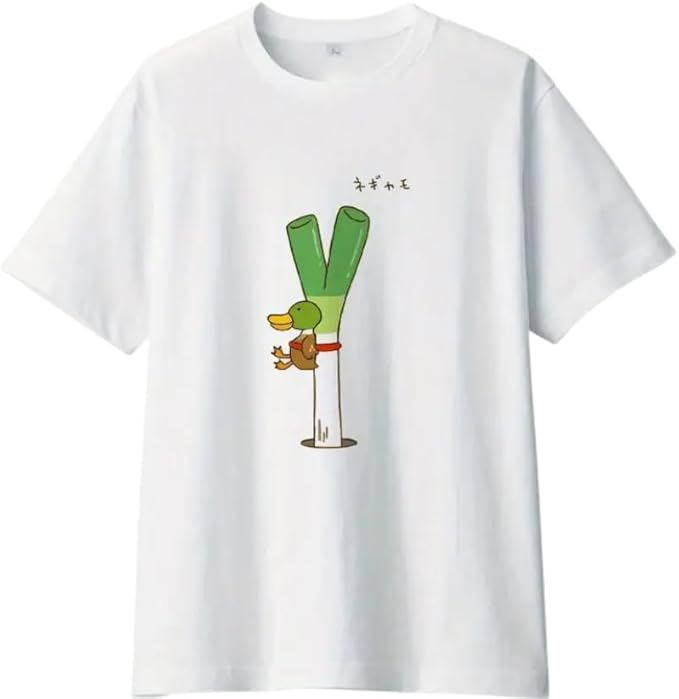 ネギカモ プリントTシャツ ホワイト 半袖