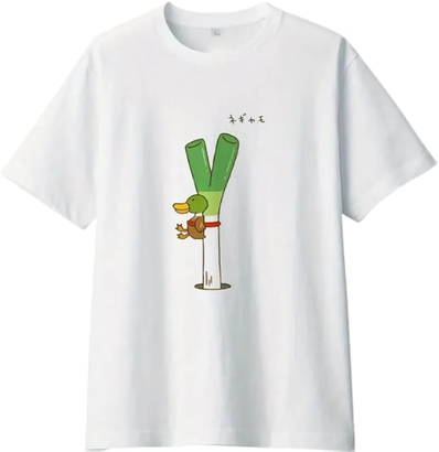 ネギカモ プリントTシャツ ホワイト 半袖