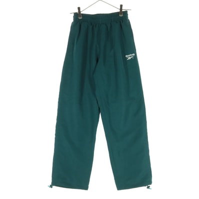 Reebok リーボック ロゴプリント 裏メッシュ ロングジャージパンツ S グリーン系