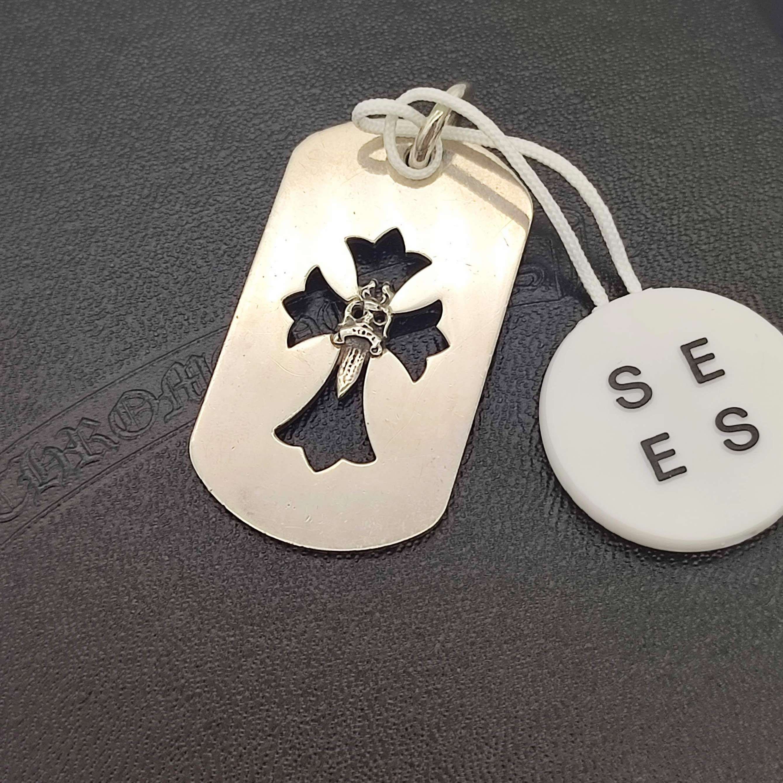 Chrome Hearts Dog Tag L Cross Dagger "Silver"