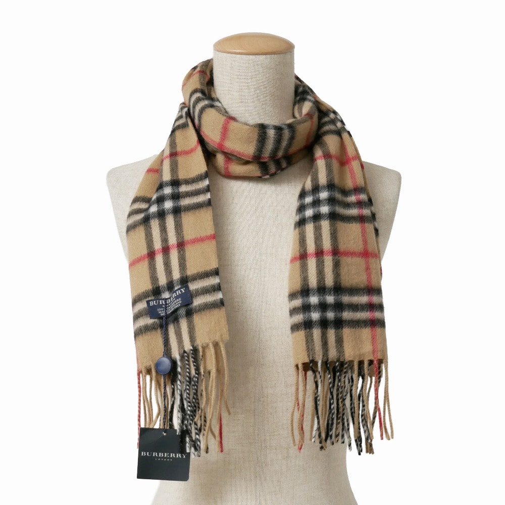 ■未使用品■BURBERRY バーバリー マフラー 総カシミヤ ノバチェック ストール フリンジ イギリス製 20261016/RB1332
