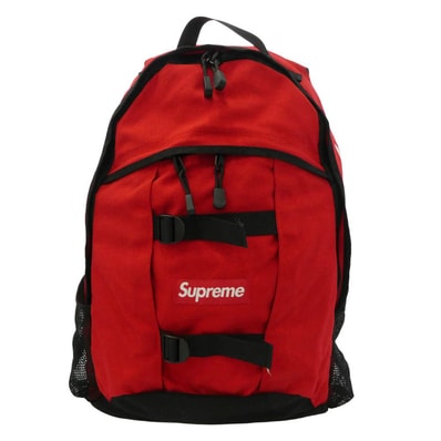 Supreme シュプリーム 14SS Logo Backpack CORDURA サイドロゴ バックパック リュック バッグ レッド系 ブラック系【中古】