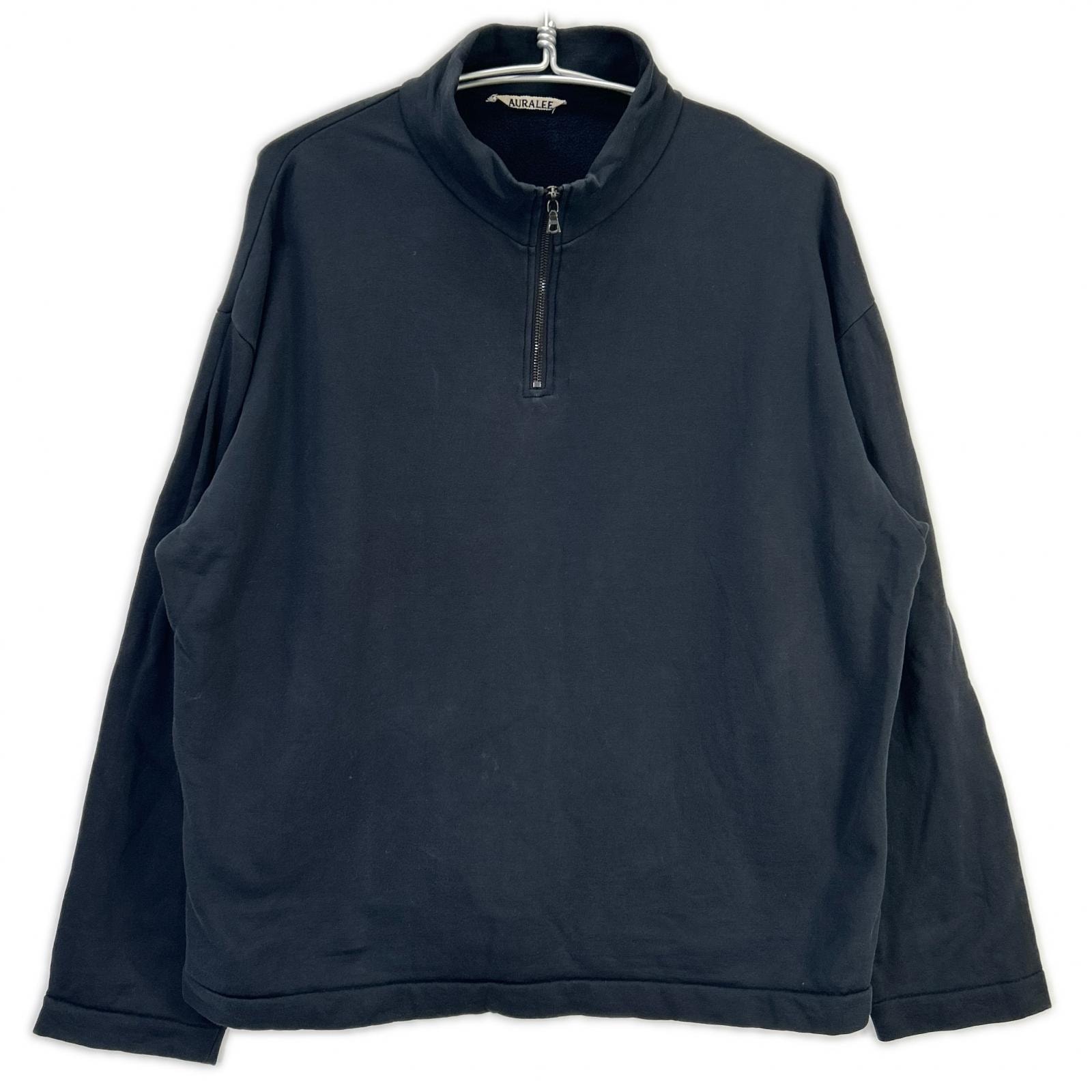 オーラリー 20年製 A20AP01NU ブラック ELASTIC HIGH GAUGE SWEAT HALF ZIP 4
