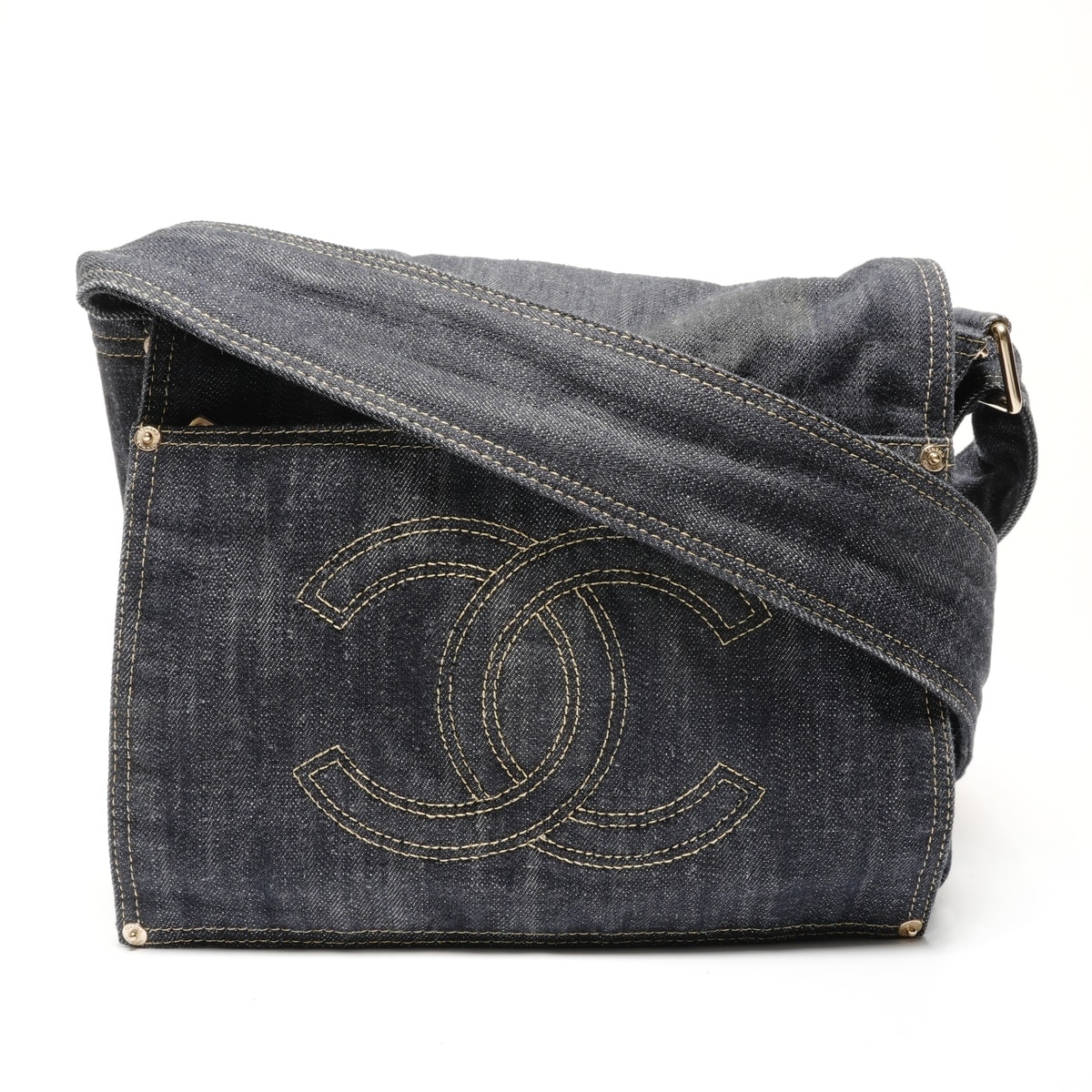シャネル CHANEL 10番台 2005-2006 ココマーク スパークリングデニム ショルダーバッグ【中古】