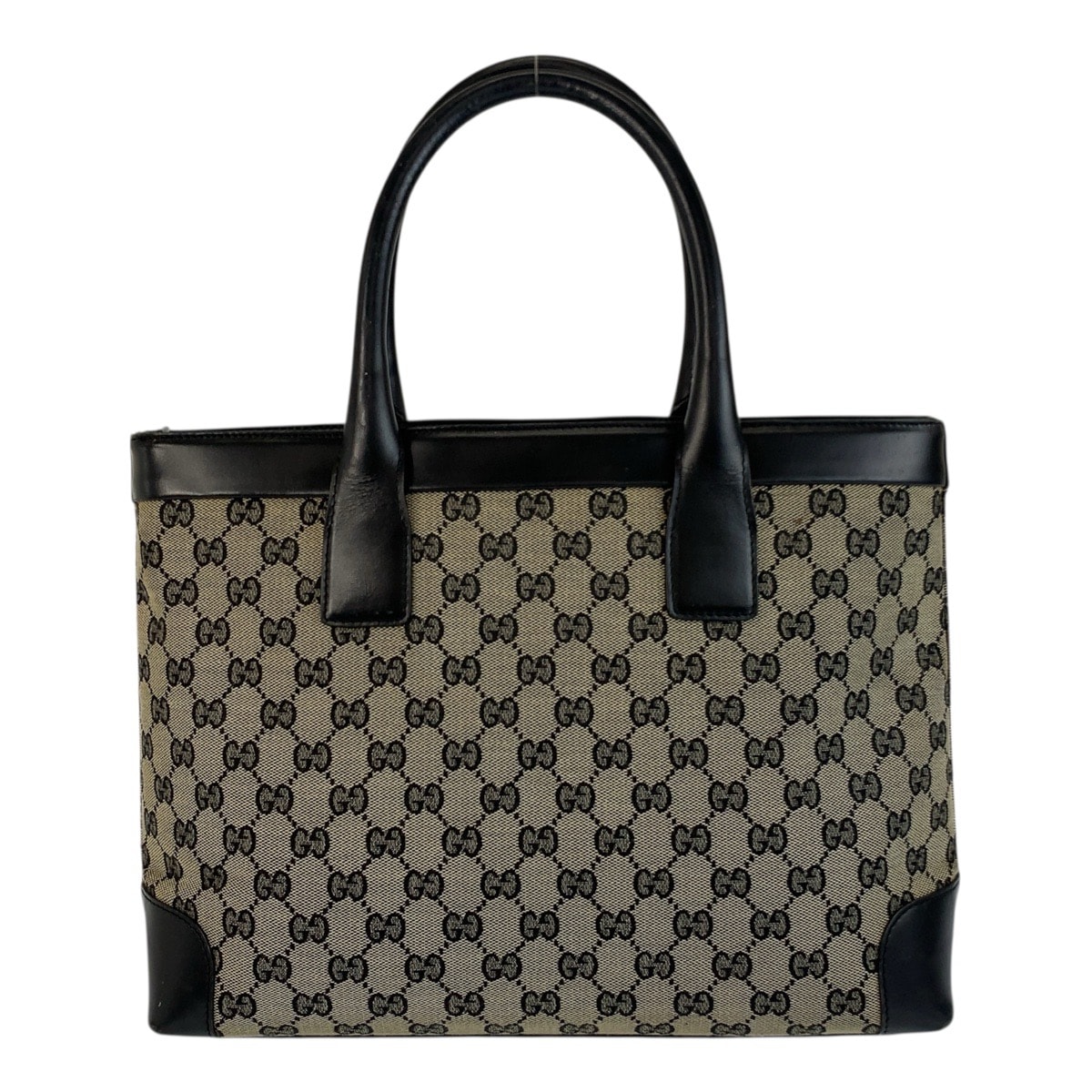 GUCCI グッチ ブラック 黒 GGキャンバス レザー/ トートバッグ ハンドバッグ 505673 【中古】