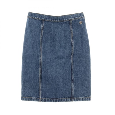 シャネル CHANEL ココマークボタン スカート 衣料品 ボトムス コットン レディース ブルー系 【中古】