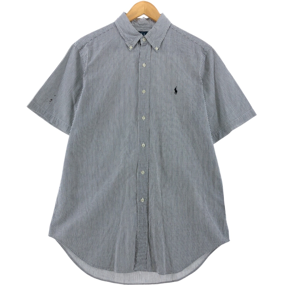 古着 ラルフローレン Ralph Lauren CLASSIC FIT シアサッカー 半袖 ボタンダウン ストライプシャツ メンズM相当/eaa533691