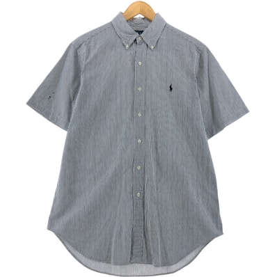 古着 ラルフローレン Ralph Lauren CLASSIC FIT シアサッカー 半袖 ボタンダウン ストライプシャツ メンズM相当/eaa533691