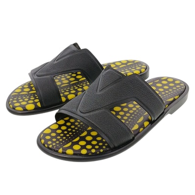 LOUIS VUITTON ルイ・ヴィトン LV×草間彌生 レザーサンダル 5 サンダル ブラック イエロー メンズ【中古】