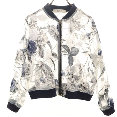 ZARA BASIC ザラベーシック 花柄 シースルー ボンバー ジャケット L ホワイト