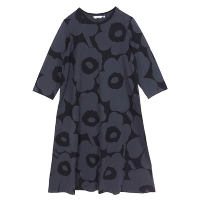 marimekko マリメッコ ワンピース LEHTOKIELO UNIKKO ウニッコ 半袖ワンピース ダークグレー系 M【中古】