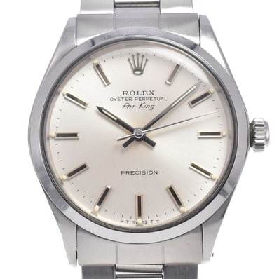 ロレックス ROLEX 5500 ヴィンテージ オイスターパーペチュアル エアキング Cal.1520 シルバー 自動巻き メンズ 良品 保証書付き M#146925