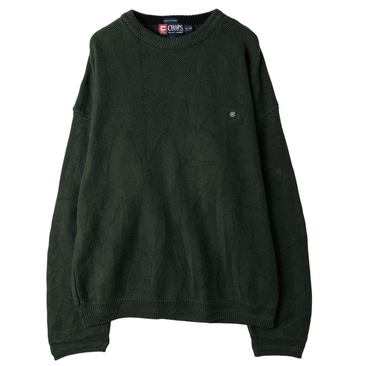 古着 ラルフローレン Ralph Lauren CHAPS チャップス ヘリンボーン コットンニットセーター メンズXL相当/eaa608345