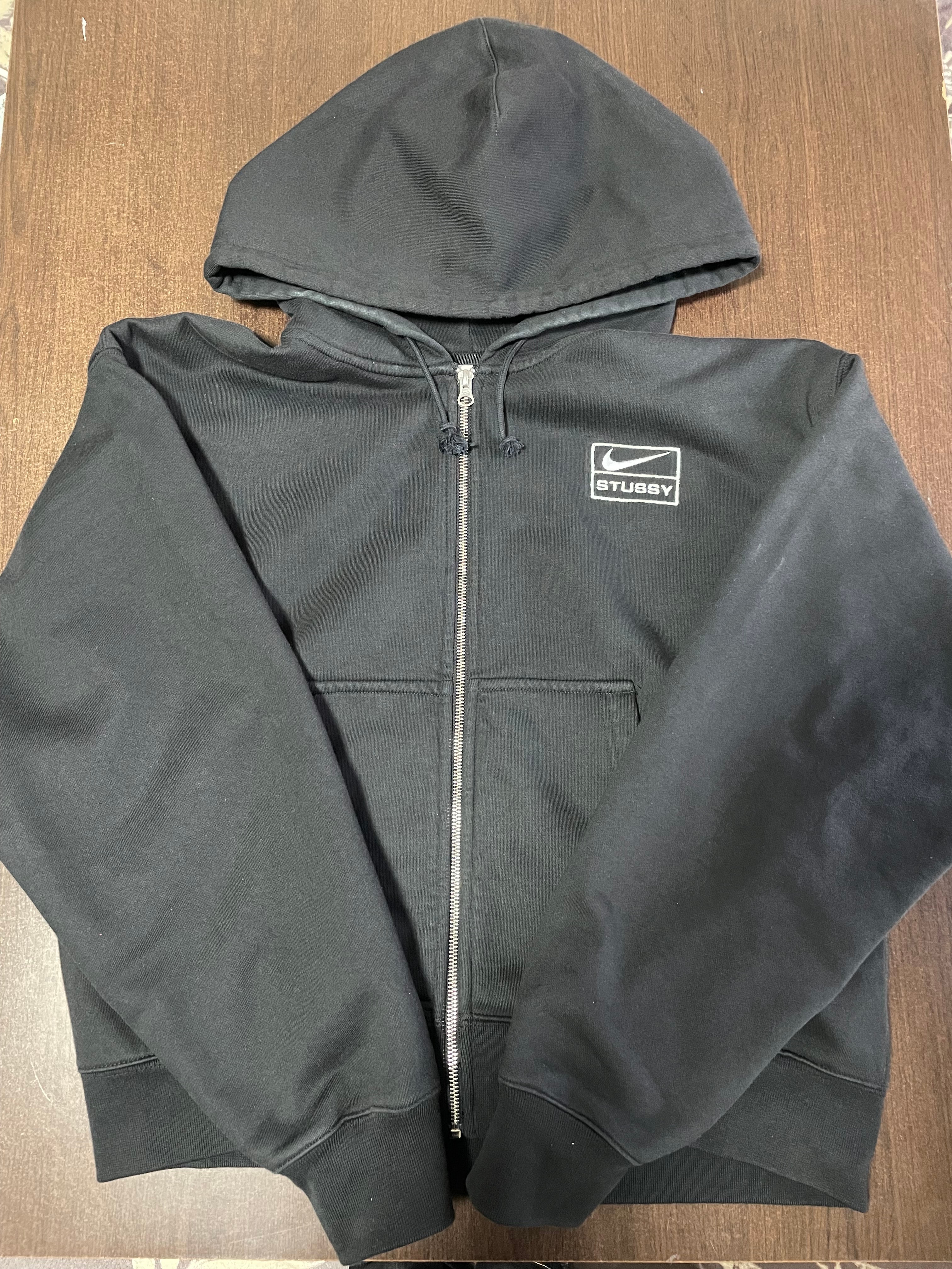 Stussy x Nike Stone Washed Fleece Zip Hoodie "Black" (US Size) FJ9175-010 