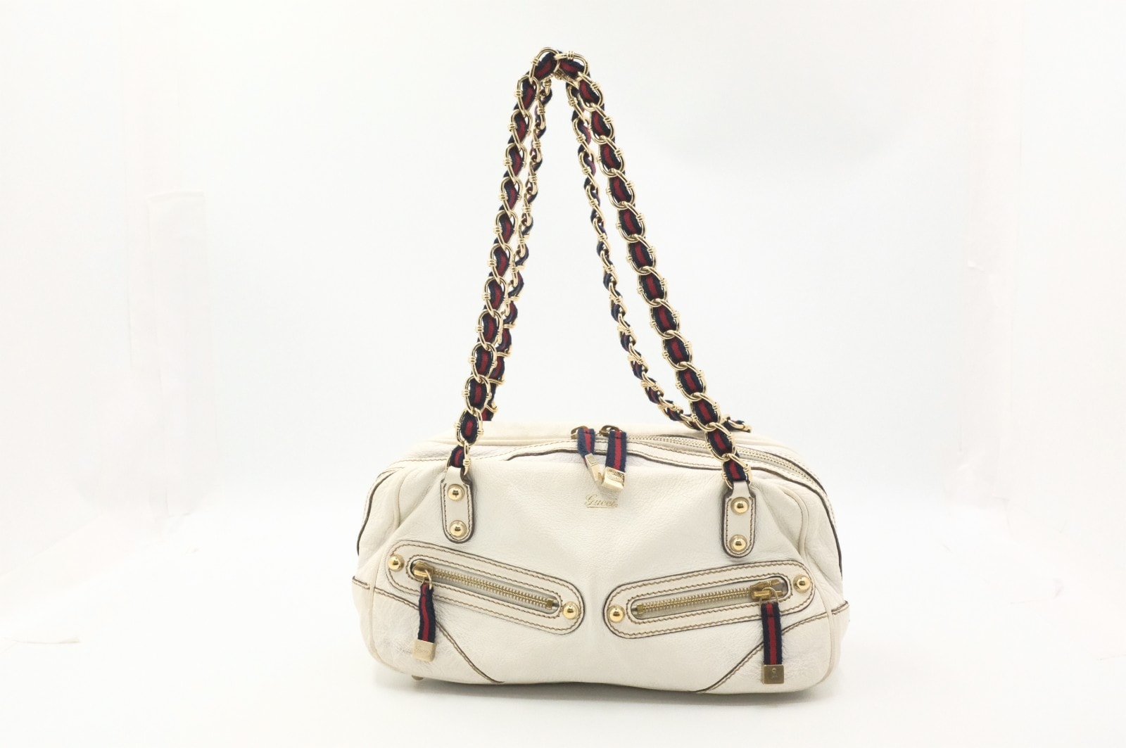 グッチ シェリーライン ショルダーバッグ ホワイト レザー 152462