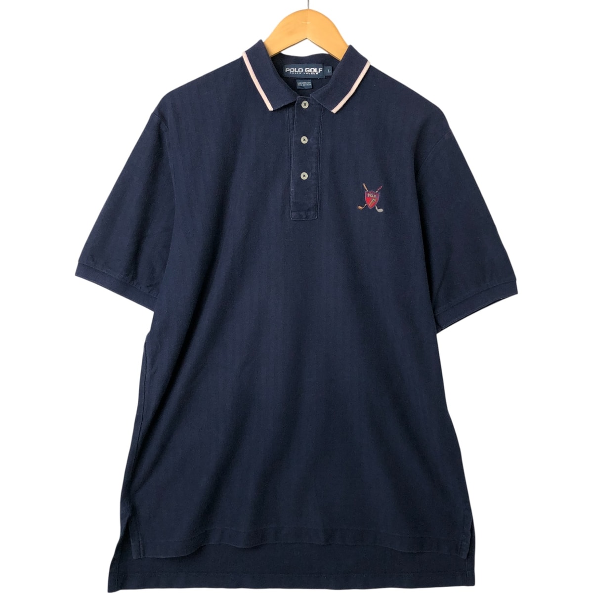 古着 ラルフローレン Ralph Lauren POLO GOLF ポロゴルフ ヘリンボーン 半袖 ポロシャツ メンズL相当/eaa544000