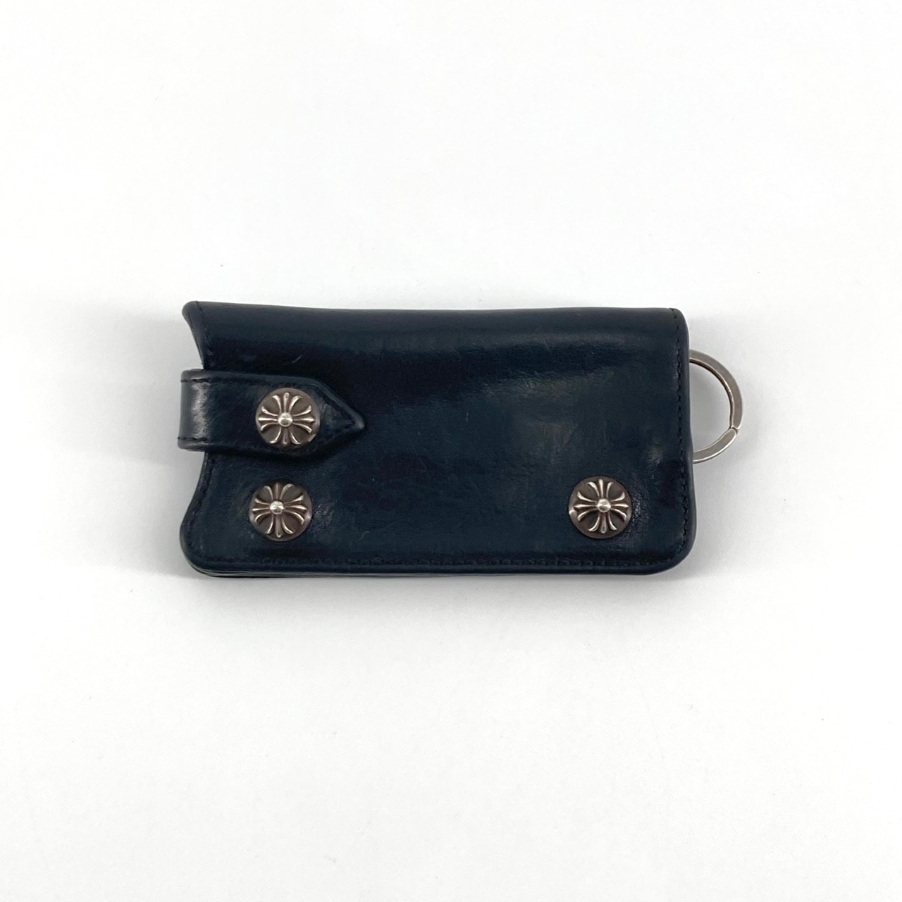 CHROME HEARTS(クロムハーツ) クロスボタン レザー キーケース ブラック