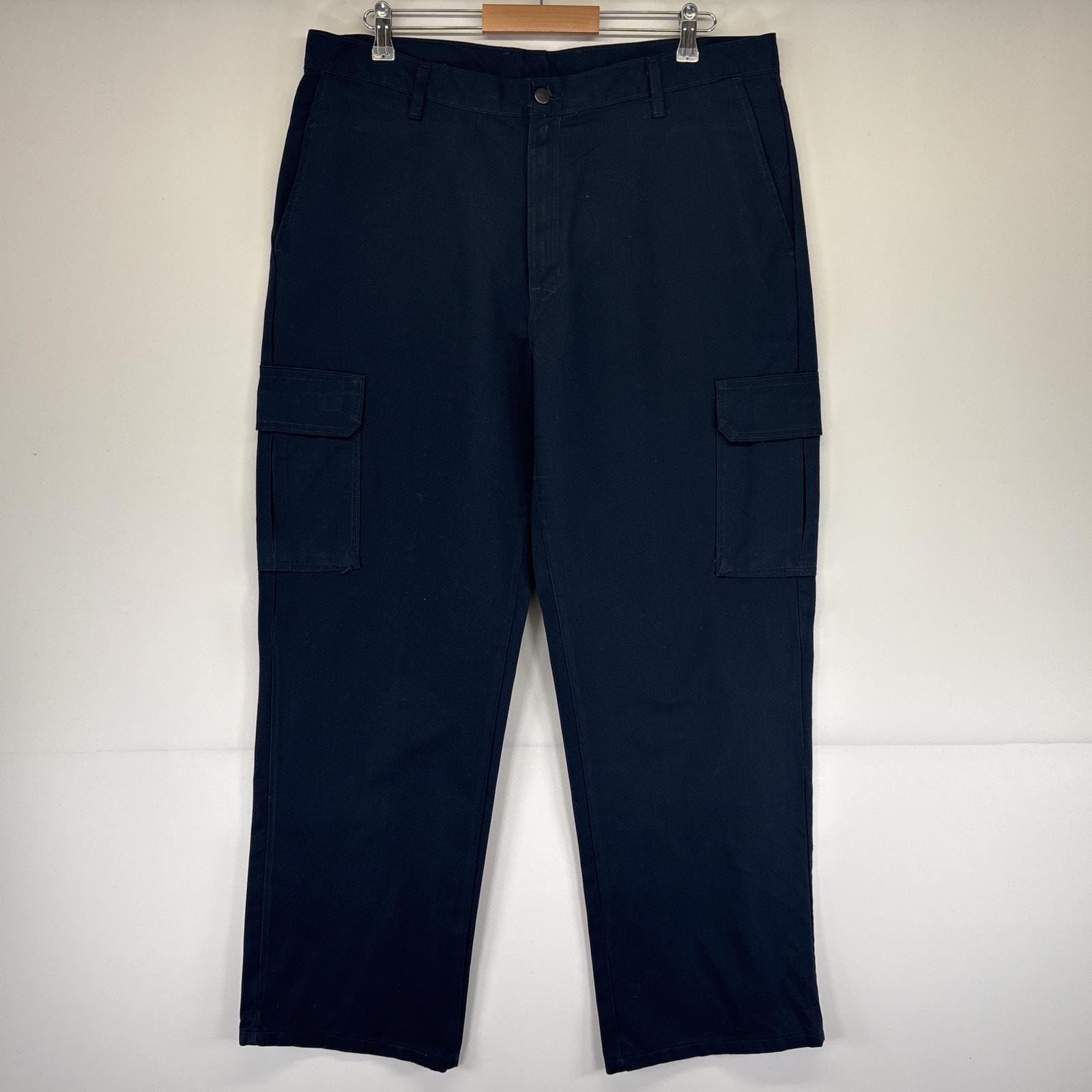 古着 ディッキーズ Dickies ワークパンツ カーゴ チノパン 大きいサイズ ワンポイントロゴ w38 L32 ネイビー メンズ