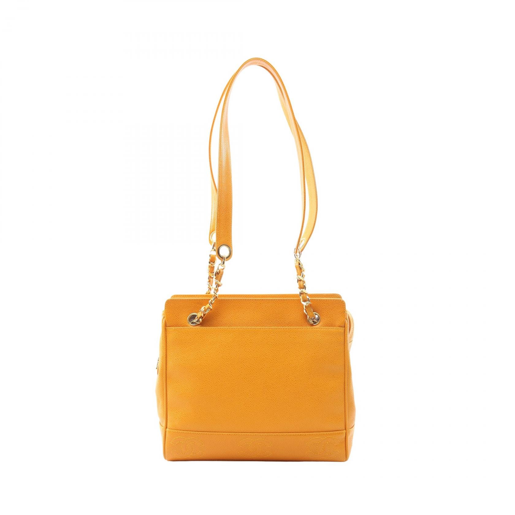 シャネル CHANEL トリプルココマーク トートバッグ バッグ キャビアスキン(グレインドカーフ) レディース オレンジ系 【中古】