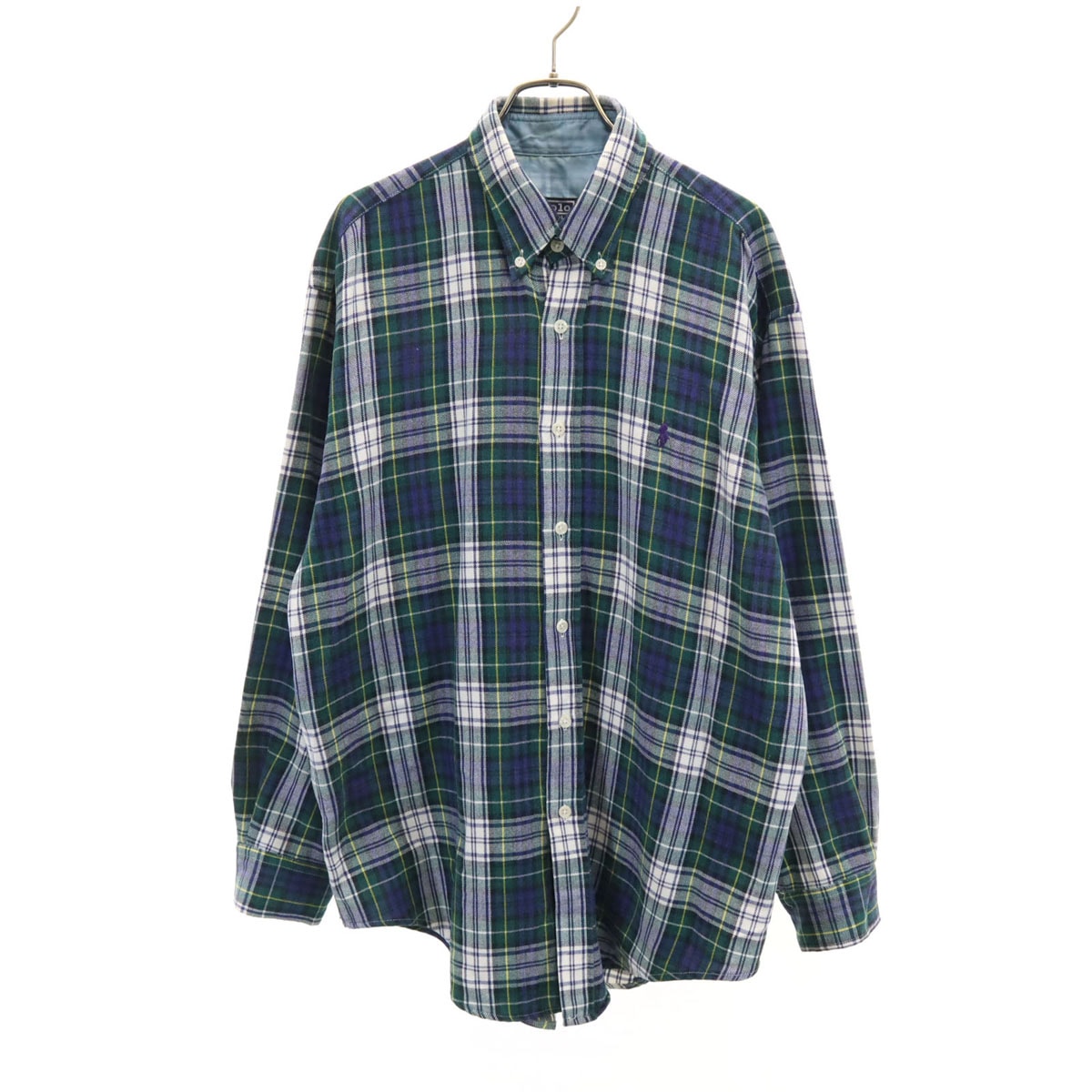 Polo by Ralph Lauren ポロバイラルフローレン チェック柄 長袖 フランネル ボタンダウンシャツ L ネイビー
