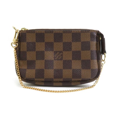 ルイ ヴィトン LOUIS VUITTON アクセサリーポーチ ハンドバッグ ダミエ ミニ ポシェット アクセソワール ダミエキャンバス ブラウン ゴールド レディース N58011【中古】 e60401g