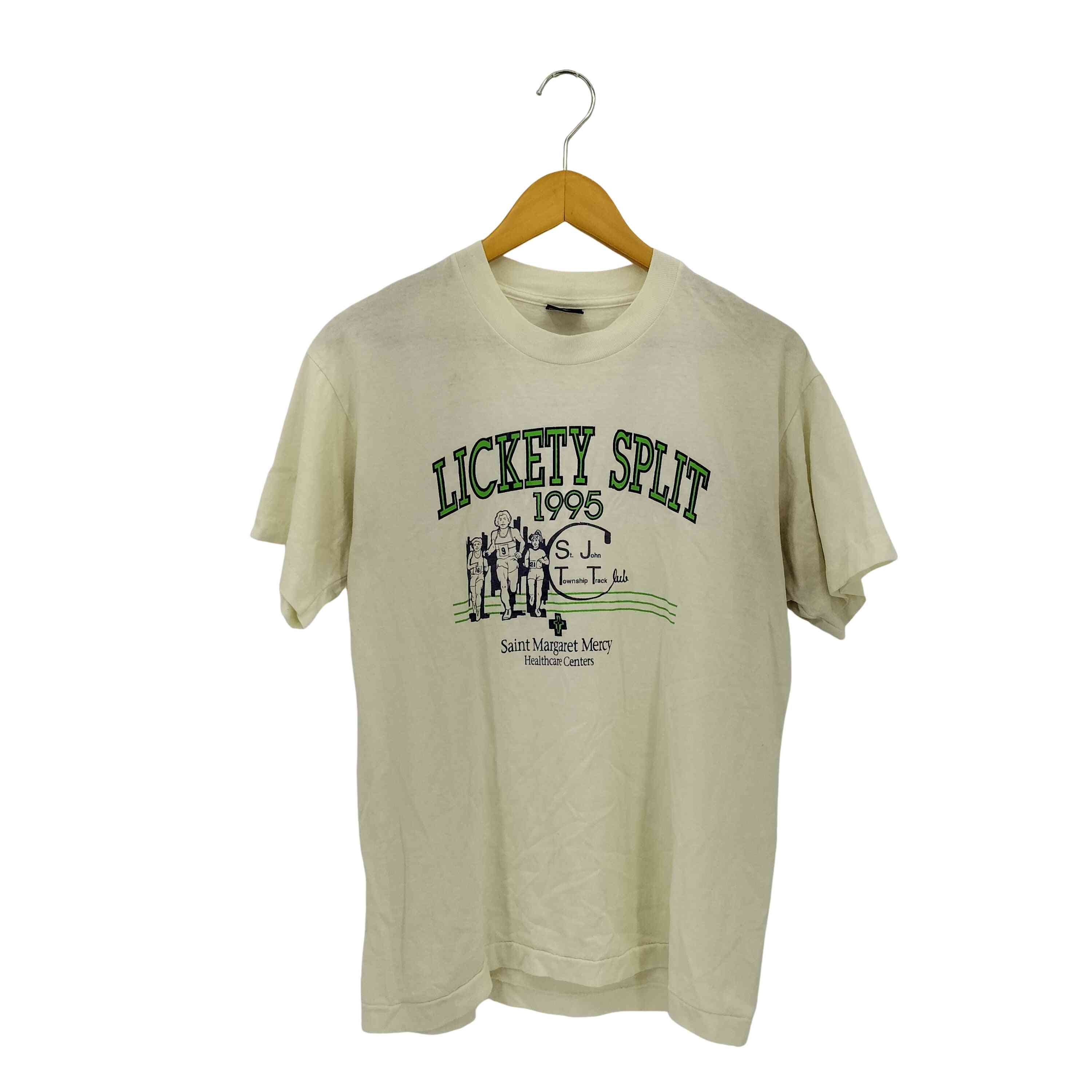 90s USA製 LICKETY SPLIT プリント シングルステッチ クルーネックTシャツ【1139737006401】