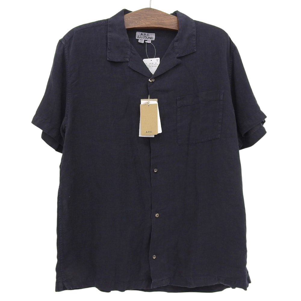 アーペーセー 新品同様 リネン シャツ トップス メンズ ネイビー XL XL