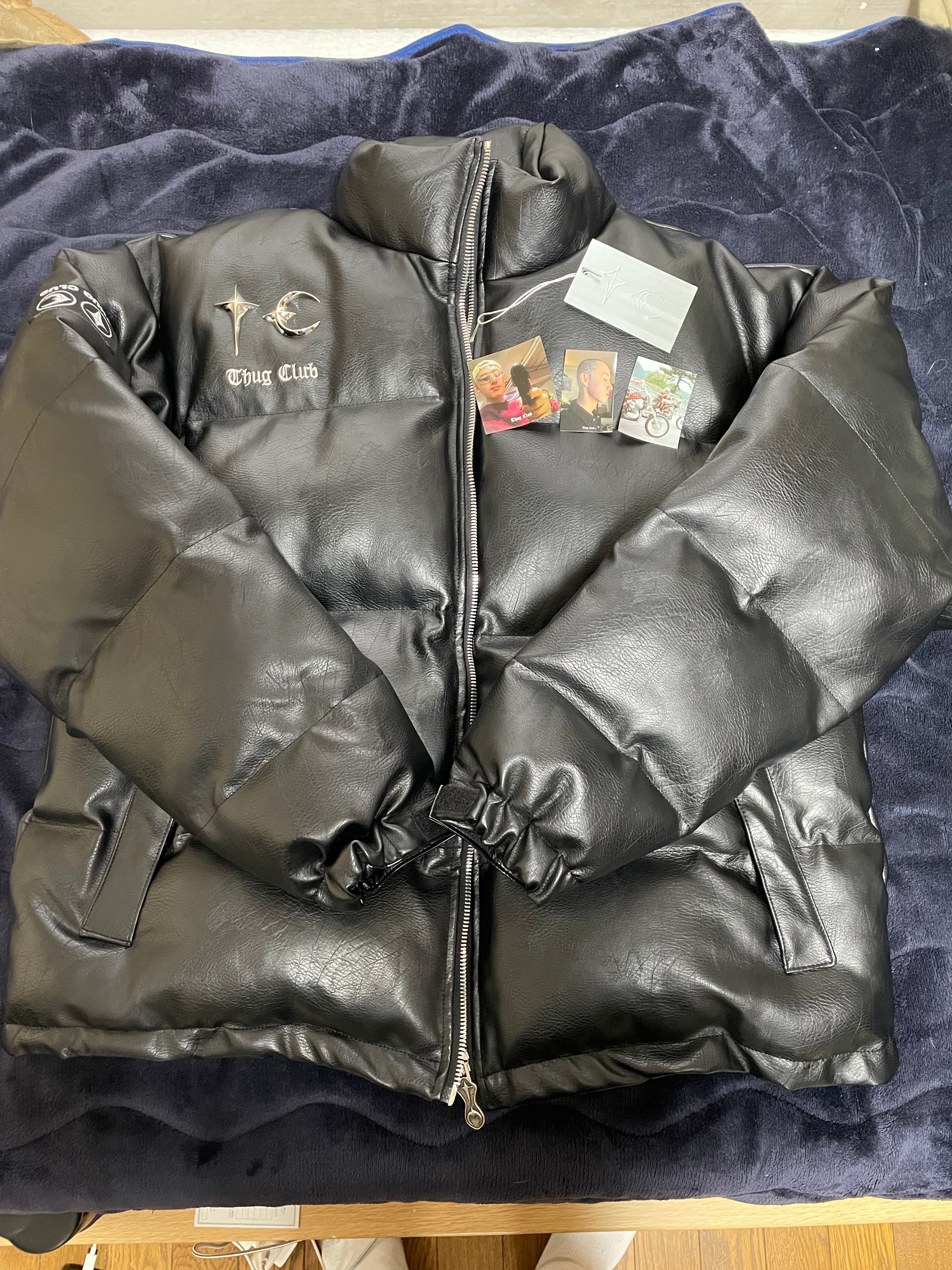THUG CLUB TC Leather Puffer Jacket "BLACK"