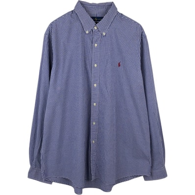 古着 ラルフローレン Ralph Lauren CLASSIC FIT クラシックフィット ギンガムチェック 長袖 ボタンダウンチェックシャツ メンズXXL相当/eaa649590