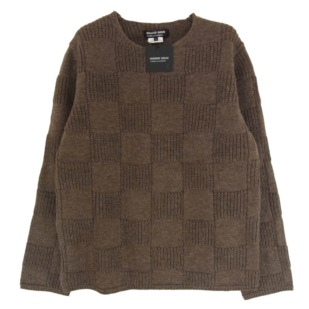 COMME des GARCONS HOMME DEUX コムデギャルソンオムドゥ ニット 25AW DP-N009-051 Wool Jersey Half-Fisher Knit ウール天竺 片畔編み ブラウン系 L【極上美品】【中古】