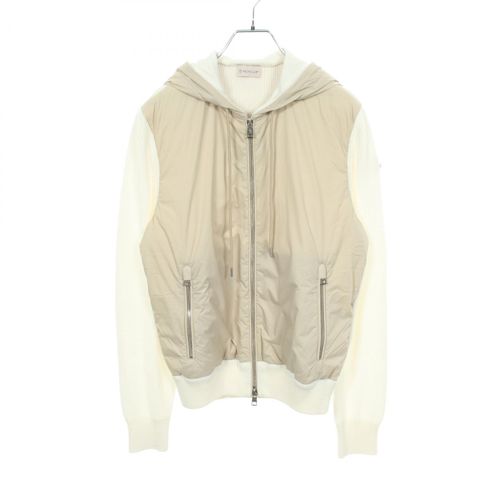 モンクレール MONCLER フード付き 切替 ダウンジャケット 衣料品 アウター ナイロン コットン レディース ベージュ系 / ホワイト系 9B52300 【中古】