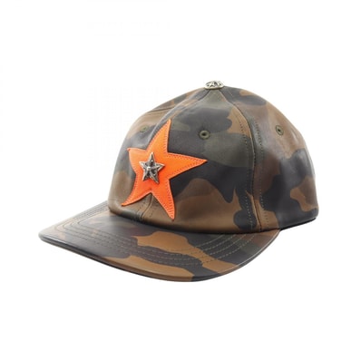 クロムハーツ CHROME HEARTS スターレザーパッチ カモフラージュ トラッカー キャップ 帽子 レザー メンズ カーキ系 / レッド系 / マルチカラー 【中古】