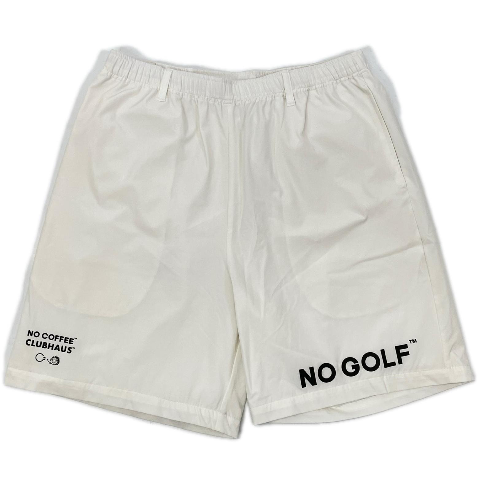 ノーコーヒー ホワイト NO GOLFプリント ハーフパンツ S